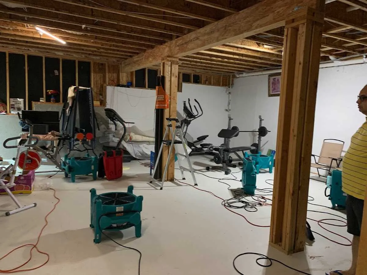 Basement drying equipment setup for Contents Cleaning & Restoration in Wyldwood